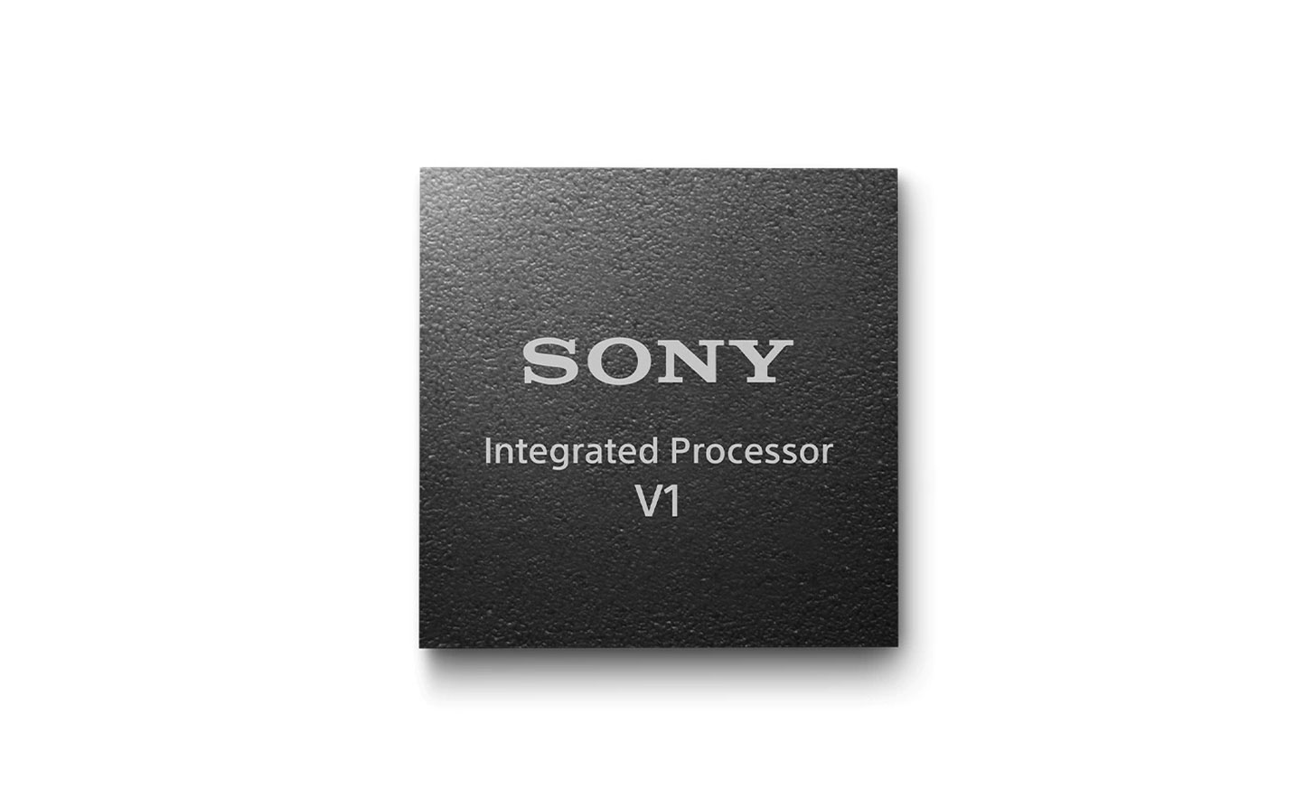 Un primer plano del chip del procesador integrado V1 de Sony.